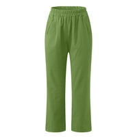 Gatrrgyp ženske hlače s džepovima, ženske ležerne džepove čvrstih boja elastični struk Udobne ravne