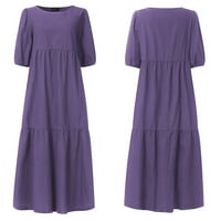 Miayilima Purple XL Ležerne haljine za žene haljine kratki rukav izlaže na plažu Ležerna haljina
