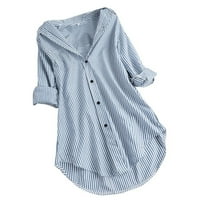 Patlollav Clearence ženske pruge košulje s dugim rukavima dugme za oblikovanje sa spuštanjem labavih vrhova bluza