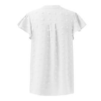 B91XZ Ženske košulje Ležerne prilike ženske ljetne bluze V izrez Rucle kratki rukav Točke za ljetne