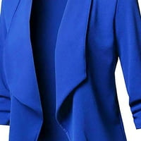 Miluxas Cardigan CAPT Plus Veličina čišćenja ženska čvrsto otvorena prednja kardigan dugi rukav casual jaknu plavi 16