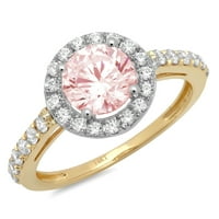 1.86ct okrugli rez ružičasti simulirani dijamant 18k Bijelo žuto zlato graviranje izveštavanja godišnjice
