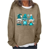 Ružni božićni džemper za žene smiješno slatko tiskane grafičke majice plus veličina pulover skrtne dukseric