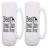 Thiswear Great Dane Hell Set Best Great Dane Mom Ever Mug Great Dane Mom 15oz Šalice za kavu Šalice bijele