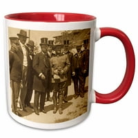 3drose predsjednik Roosevelt San Antonio Texas Vintage Stereovimew - Dva tonska crvena krigla, 11 unca