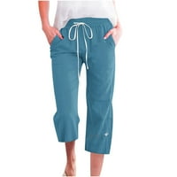 Dianli casual pants Solid Raight Plus size elastični vučni potez pamuk i posteljina široka noga lagana