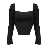 Ženska modna čvrsta temperatura Trgovinski vrat Modni rebrasti majica s dugim rukavima Jednostavna ulična