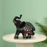 Retro slonova skulptura divljač Kolekcionarska figurica smola za životinje Statue Feng Shui Dekoracija za desktop ured Početna Ornament Odrasli bogatstvo Pokloni 14x6x