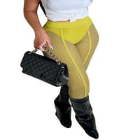 Woobling dame hlače Čvrste boje pantalone Boho dno žene ravno noga dnevno nošenje nogavice žute m