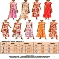Worcnote Women Maxi haljine kratki rukav ljetni plažni suncobran cvjetni tisak duga haljina boemian