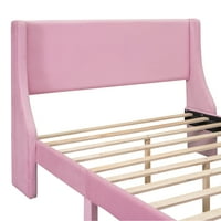 Baršunasti krevet, platforma krevet sa velikom ladicom, pune veličine, ružičaste