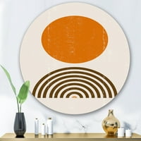 Art ProvalertArt 'Sažetak minimalno narančastog sunce i duge I' Moderni metalni krug zida - disk od