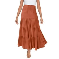 Simu Black suknja za žene Ženska ljetna elastična visoka struka Boho Maxi suknja Ležerne prilike za