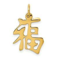 Carat u karatsu 14k Yellow Gold Kineski simbol Dobra sreća Privjesak šarm sa 10k žutom zlatnom laganom
