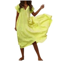 Ženska haljina Sleeve Soild Color Šifon nepravilan hem-telesak u obliku kratke žute haljine m