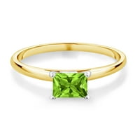 Gem Stone King 1. CT Princess zeleni peridot 10k žuti zlatni prsten sa prstenom bijelog zlata