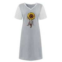 Finelylove sundrese za ženske haljine koje sakriju trbuh masnoći s vratnim kratkim rukavom sunčane haljine