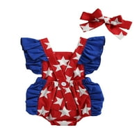 Blotona Newborn Baby Girls 4. jula Romper Halterneck USA zastava uzorka Ruffle Tutu Tumpsuit sa pozabanom