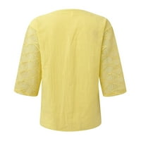 Ženske vrhove cvjetne bluze na ramenu Casual ženske majice rukave modna žuta l