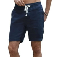 Muške kratke hlače Muške ljetne ležerne prilike ruširane kratke hlače Čvrsti džep kratke hlače plave