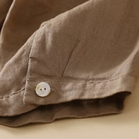 Ženska povremena pamučna posteljina majica kratkih rukava s kratkim rukavima s dugim vrhom za vrhove