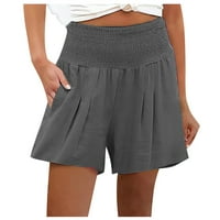 Ženske kratke hlače Ruffled High Struk obrezane plaže Sportske hlače u boji za žene Sivi 2XL