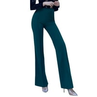 Simu ženske ležerne ravne pantalone Ženske modne ležerne radne hlače Čvrsta boja Stretch visoki struk
