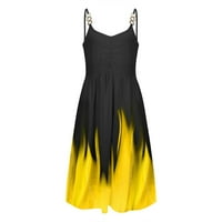 Ljetne haljine za ženski mini temperament bez rukava A-line ispisane halter putne haljine žuti xl