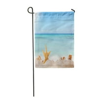 Žuta ljuska pješčana ljetna plaža za plažu more na scenografiji vrtna zastava ukrasna zastava kuće baner