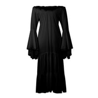 GDFUN Ženska vintage čvrsta boja čipka ovratnik dugih rukava haljina cos haljina - haljine za dom haljine za žene