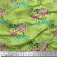 Soimoi Brown Silk tkanina palma, & flamingo dekor za ptice od tiskanog dvorišta široko