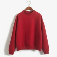 Jalioing pulover Duks okrugli vrat za žene dugih rukava podstavljena obični boja Basic Lounge vrećaste