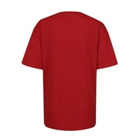 Dnevne majice za žene za žene grafičke tenske trendy patuljak Print sa vratom posade kratki rukav crveni