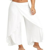Niveer žene joga hlače Čvrsto boje palazzo hlače široke pantalone za noge labave dna visokog struka