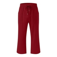 Anuirheih Moda Žene Ležerne prilike pune boje elastične labave hlače Ravne široke pantalone za noge sa džepom
