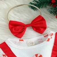 CODUOP Baby Girging Božić Road Ramper set dugih rukava Santa Claus Candy Cane Plaid Bodysuit + Traka