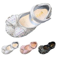 SNGXGN Dječja kožna jednostruka cipela modni cvijet niske potpetice Glitter Sequins Princess Toddler Cipele, srebro, veličina 29