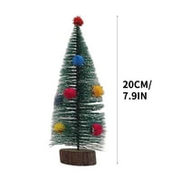 Tarmeek TABLETOP mini božićno drvce, sa visećim ukrasima, bazom za burlap i iglom za pahuljicu, mali