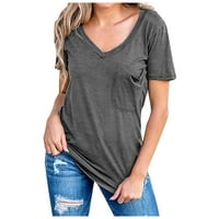Beppter Womens Tops Clearance Shirts za ženske košulje na rukavu Labava majica TOP V-izrez Short 2XL siva