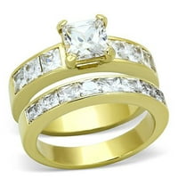 Njegova i njena 14k G.P. Ventinski zaručnički prsten i muški čelični čelik Postavite veličinu žene veličine žena 08