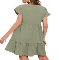 Bomotoo Žene Ljeto Sunderss Tunic T Majica Dress Swing Mini haljine Jednostavno odmori Svjetlo Zeleno