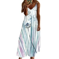 Modna ženska ležerna štampana haljina bez rukava bez rukava