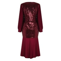Proljetna haljina za prodaju za odmor Modni elegantni šljokice Duboko V-izrez Solid Boja ruffledher