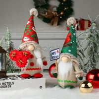 Božićni gnomi plišani ukrasi g. I gospođa Xmas Gnomes, ručno rađena Tomte švedska skandinavski gnome sa sretnim božićnim potpisom Kućni pladanj stolni dekor, crveno zeleno