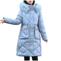 Viadha ženski zimski prsluci gornja odjeća modna sjajna duga pamučna jakna s kapuljačom s dugim rukavima