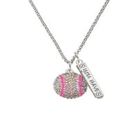 Delight nakit silvertone Veliki super sjaj kristalno ružičasti AB softball silvertone uživo u životu koji ste zamislili ogrlicu za zamisao šarm, 23