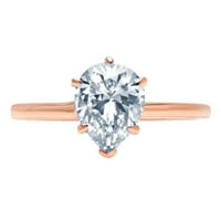 2. CT sjajan krug Clear Clear Simulirani dijamant 18K ružičasto zlato Solitaire prsten SZ 7.5