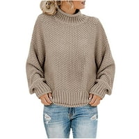 Taqqpue Žene Pletene pulover pad labave ležerne prilike čvrste kornjačeve džemper s dugim rukavima Chunky
