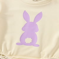 Aturuste Baby Boy Girl Easter Roomper Crtani zec Print okrugli vrat Duks dugih rukava Bodysuit Proljetni