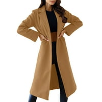 Huaai kaputi za žene Ženske žene Čvrsto boje kaputi sa dvostrukim kaputom zimski dugi kaput jakne za žene kaki m
